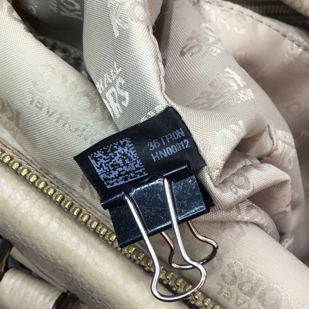 MMK taupe pebbled leather satchel
